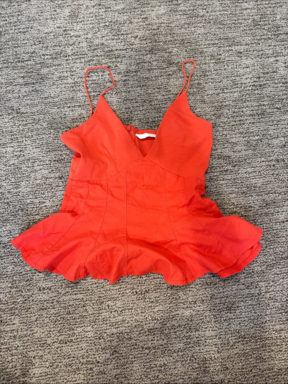 Zara Red Spaghetti Strap Peplum Tank Top